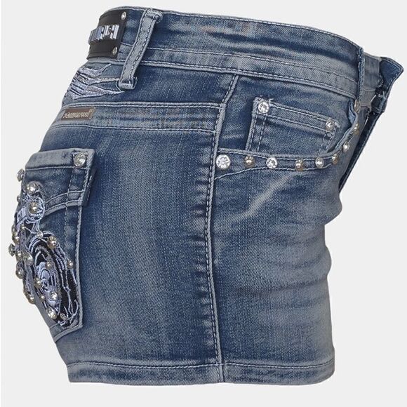 Platinum Plush Free Rider Motorcycle Rhinestone Shorts - Picture 4 of 8